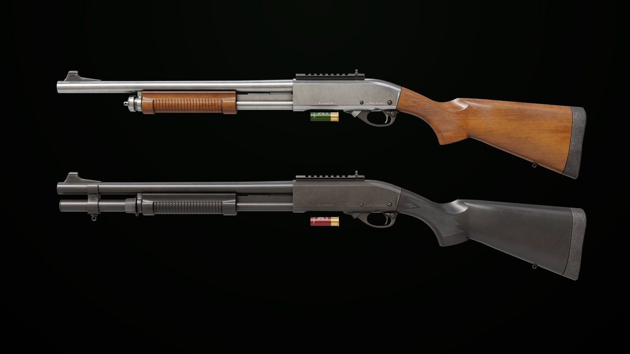Media 1 for listing Long Shotgun 01 Wood and Black Single Mat All PBR Unity UE Textures
