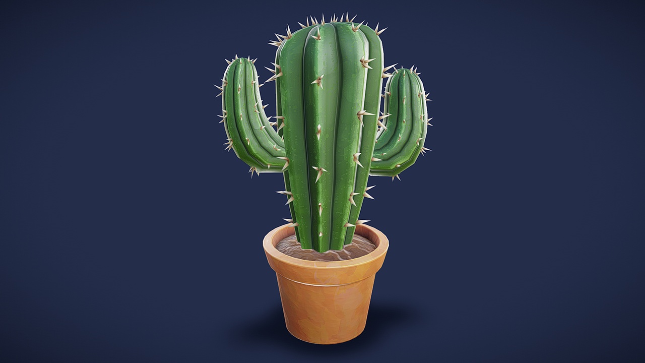 Media 1 for listing Stylized Potted Cactus - Game Ready