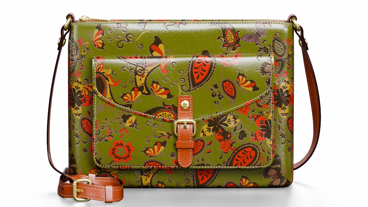 Media 1 for listing Designer Floral Leather Satchel