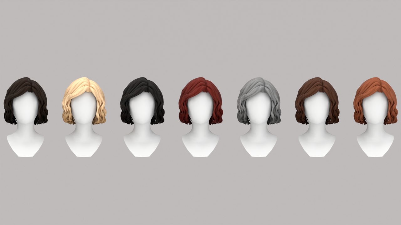 Media 1 for listing Stylized Hair Model – 1 Base Mesh + 7 Color Variations
