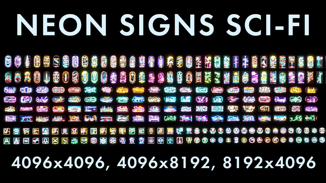Media 1 for listing 240 Sci-FI Neon Signs in 4-8k