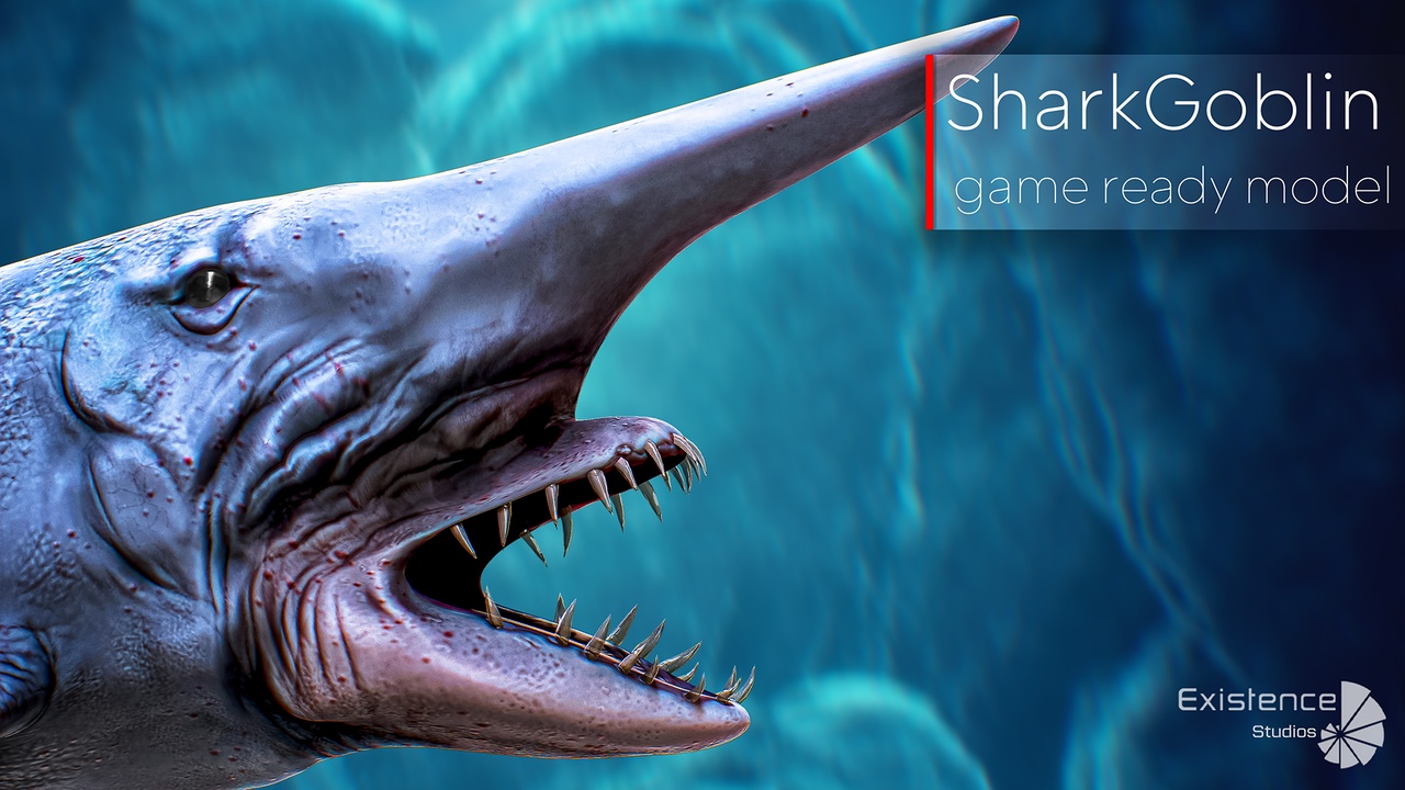 Media 1 for listing Shark Goblin - Ocean horror Devil - Lowpoly Monster Predator Model - #9