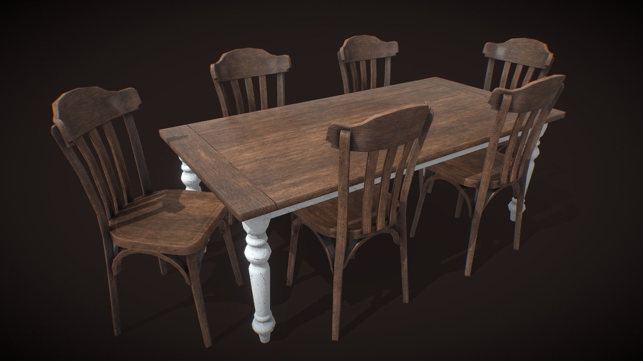 Media 1 for listing Table & Chair Set –  Game Ready Prop (PBR, 2K)