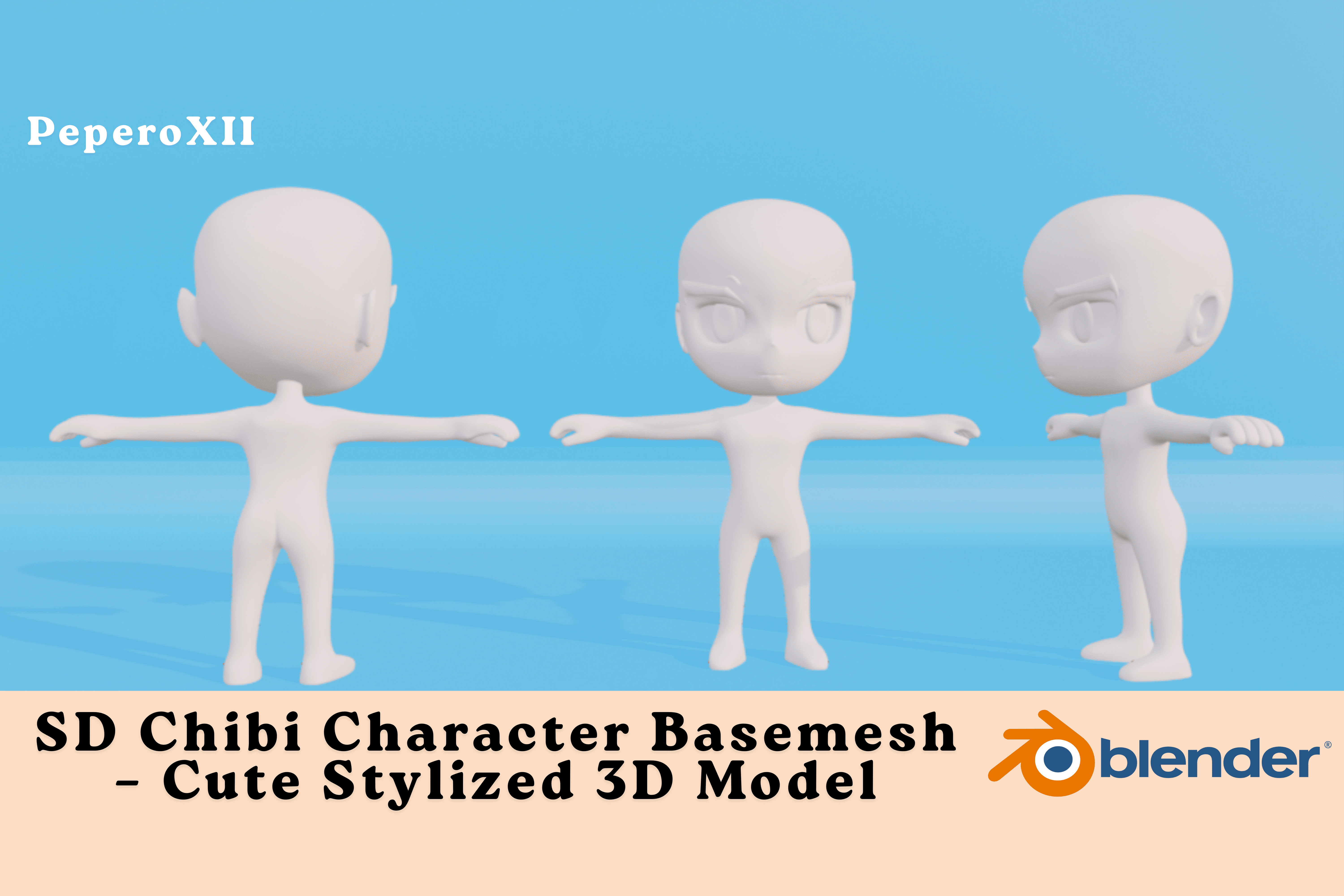 SD Chibi Character Basemesh – Cute Stylized 3D Model | Fab