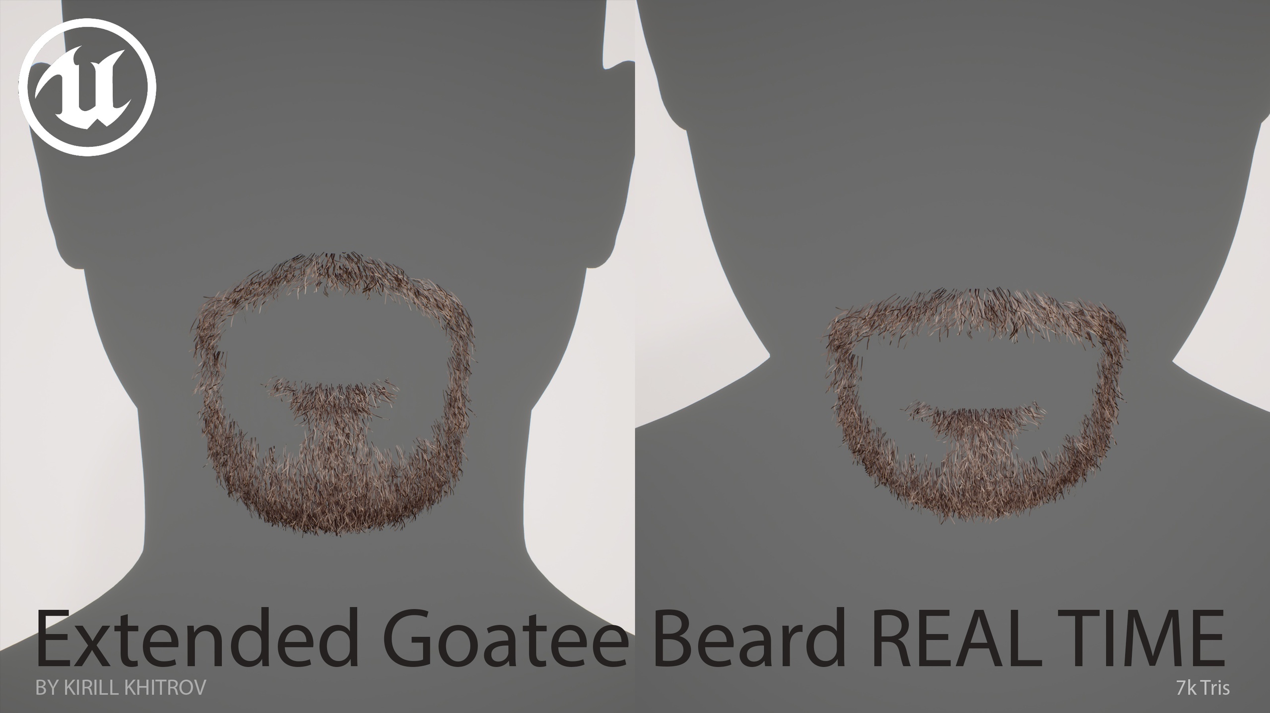 Media 1 for listing Natural Extended Goatee Beard with Connected Moustache Real Time Hair