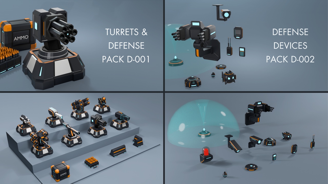 Media 1 for listing Low Poly Sci-Fi Defense Bundle D