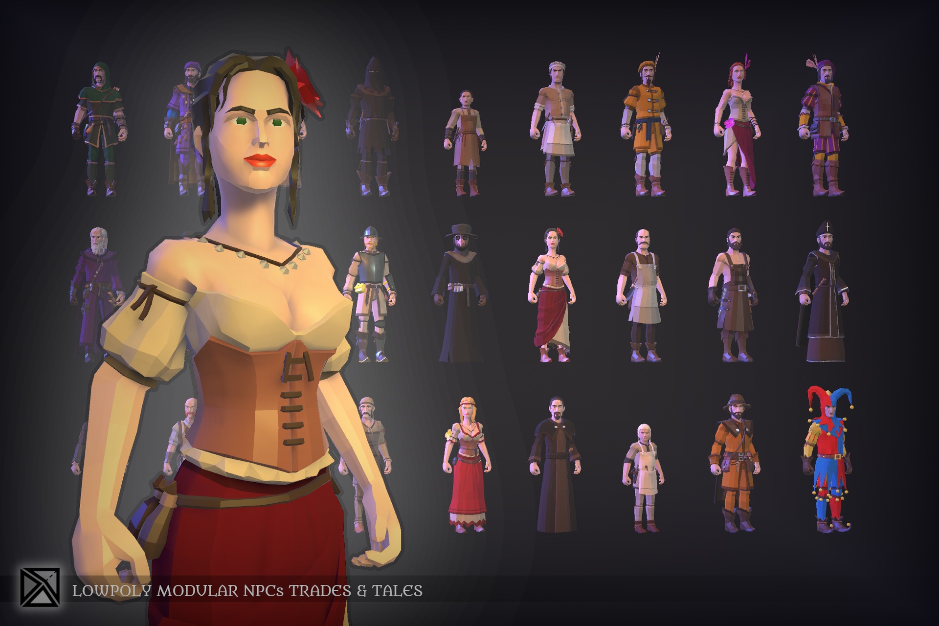 Media 1 for listing Lowpoly Modular NPCs - Trades & Tales- MEDIEVAL FANTASY SERIES