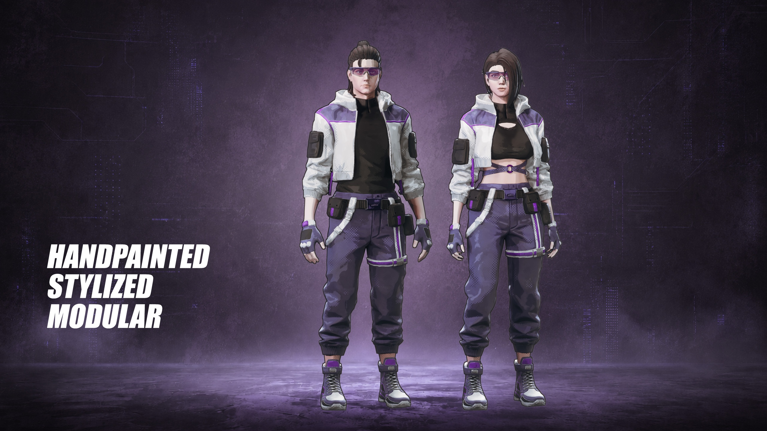 Media 1 for listing Stylized Techwear Hacker Outfit: Male & Female Character Pack