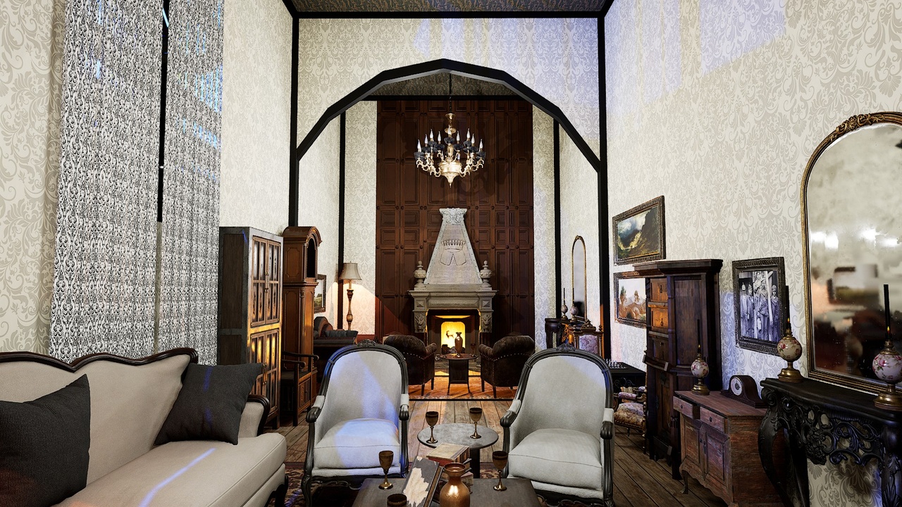 Media 1 for listing Gothic Victorian Grand Parlour Ornate Living Room