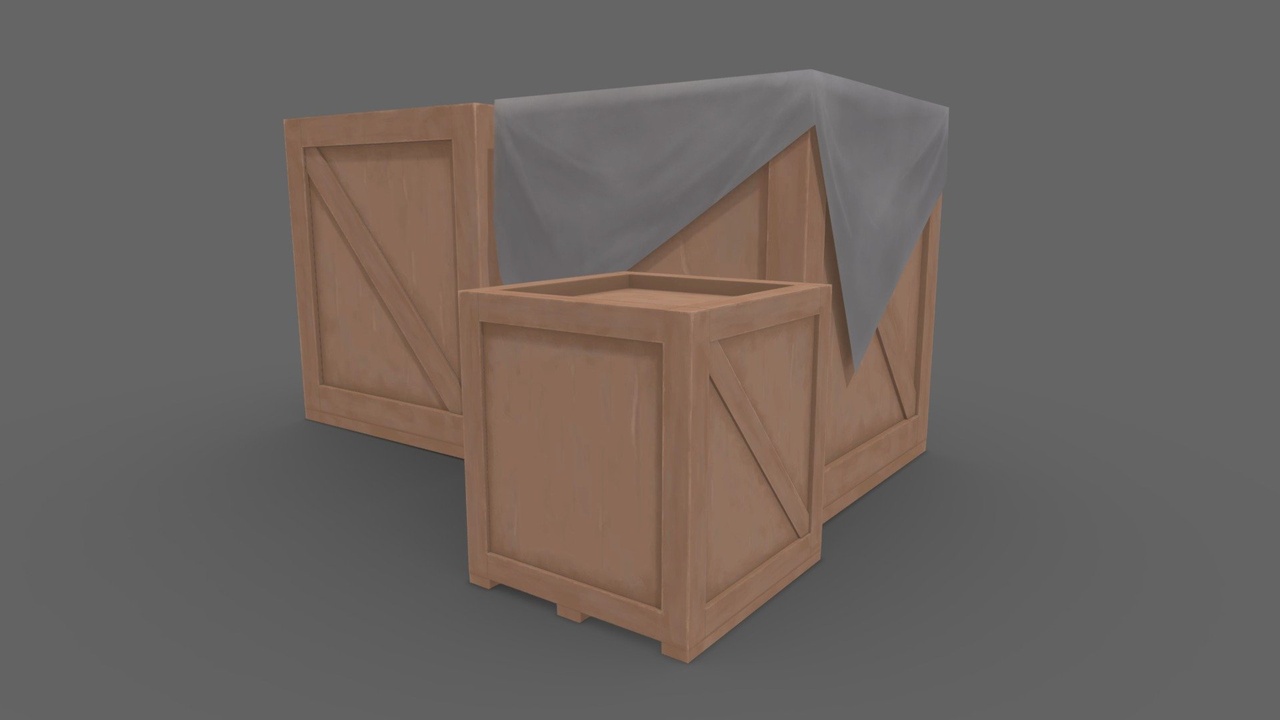 Media 1 for listing Box Cargo Low Poly Stylized Handpainted
