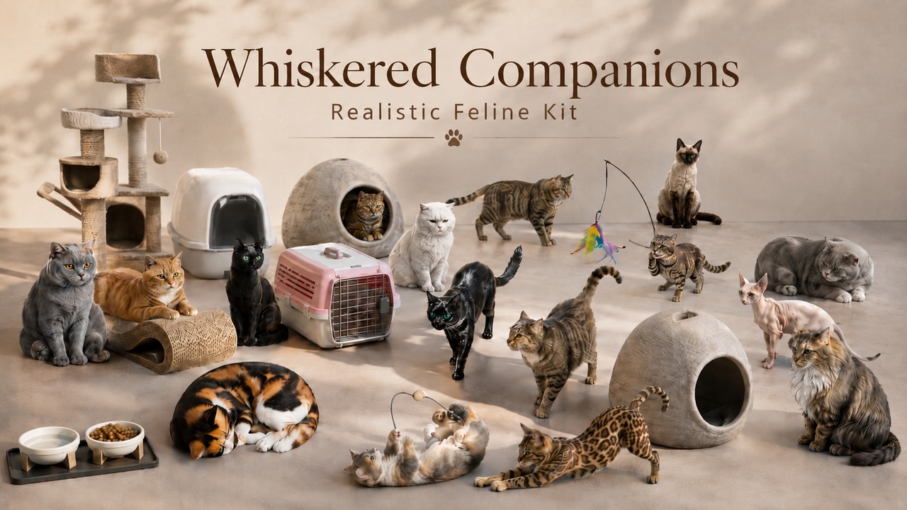 Media 1 for listing Whiskered Companions: Realistic Feline Kit