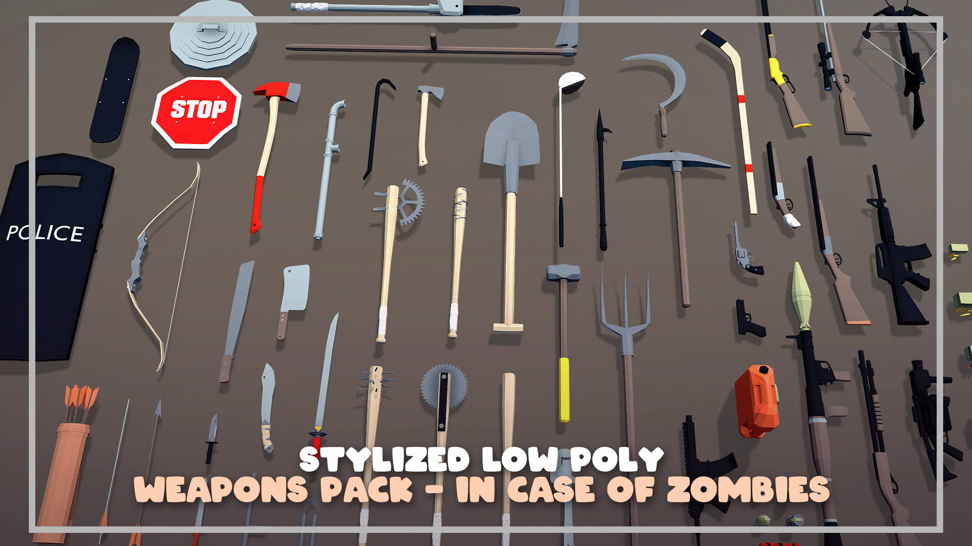Low Poly Weapons Pack 002- In Case Of Zombies | Fab
