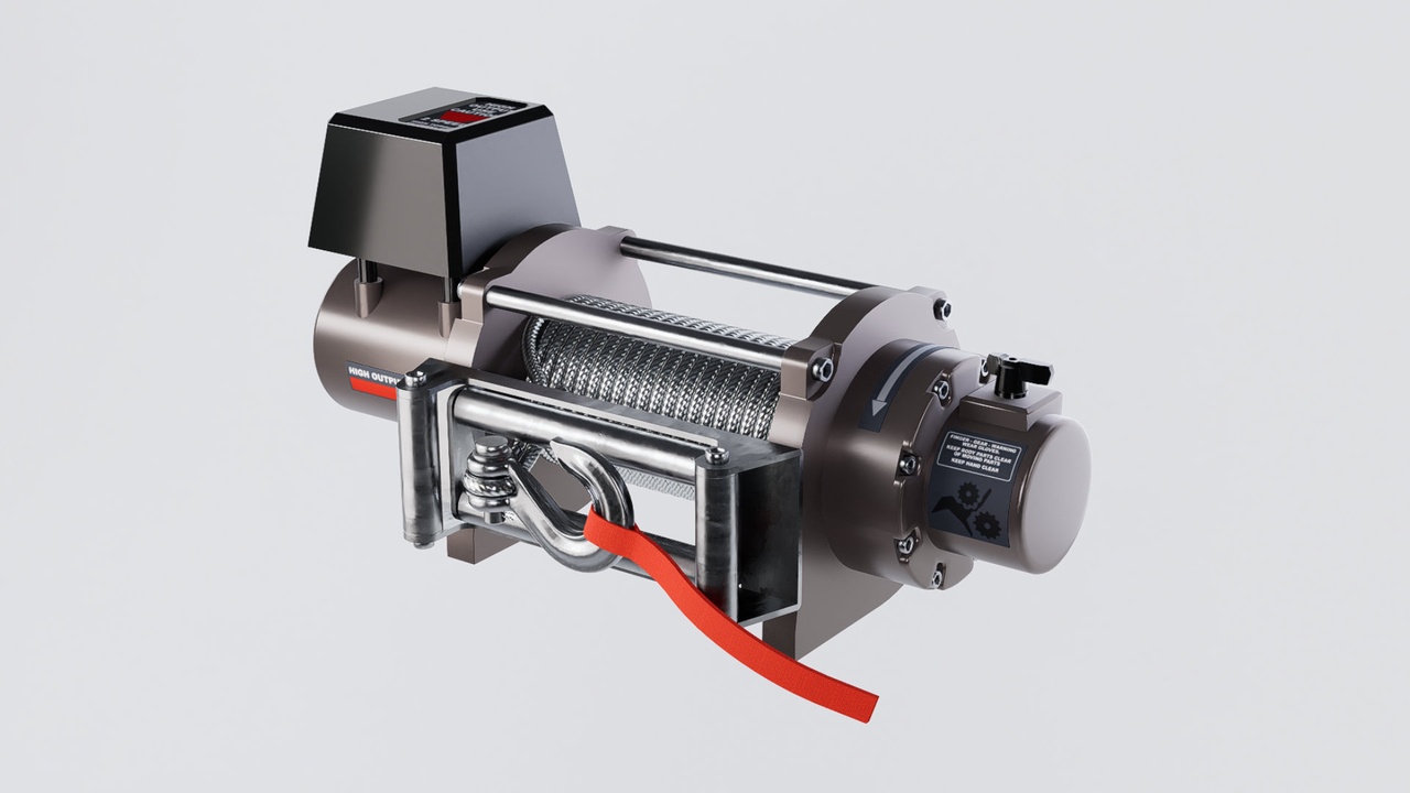 Media 1 for listing electronic winch for vehicle 3d model with cable and hook 3D model