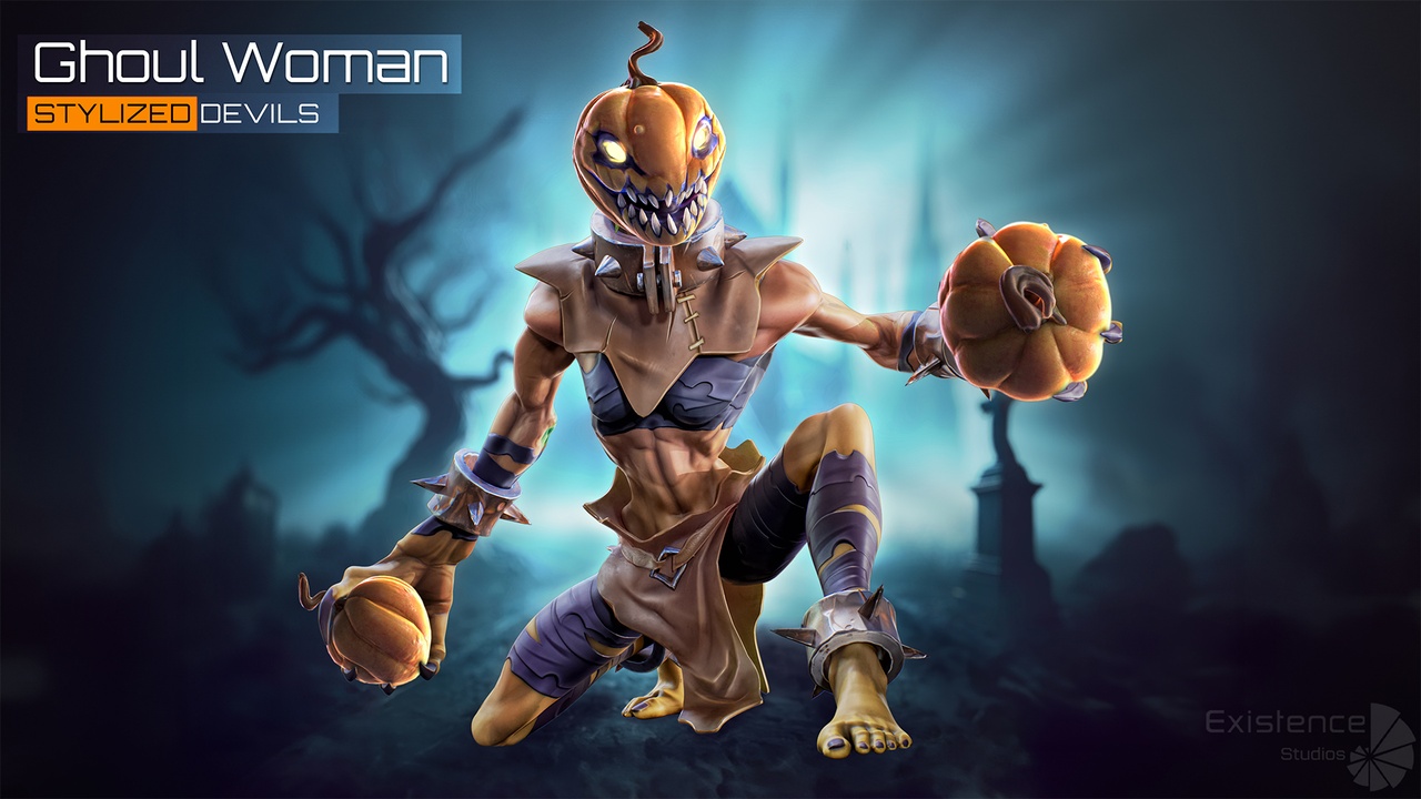 Media 1 for listing Stylized Ghoul Woman - Stylized Devil Halloween - Fantasy Model Enemy - #54