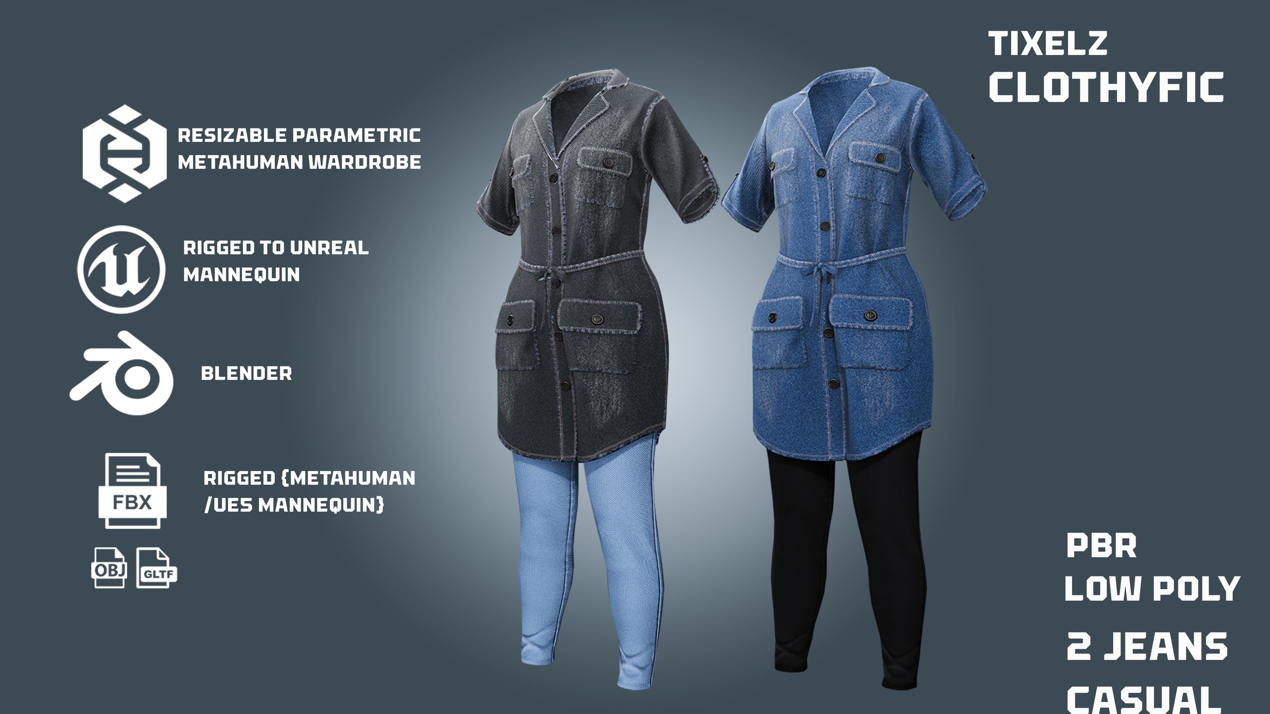 Media 1 for listing 2 jeans Shirt Dress