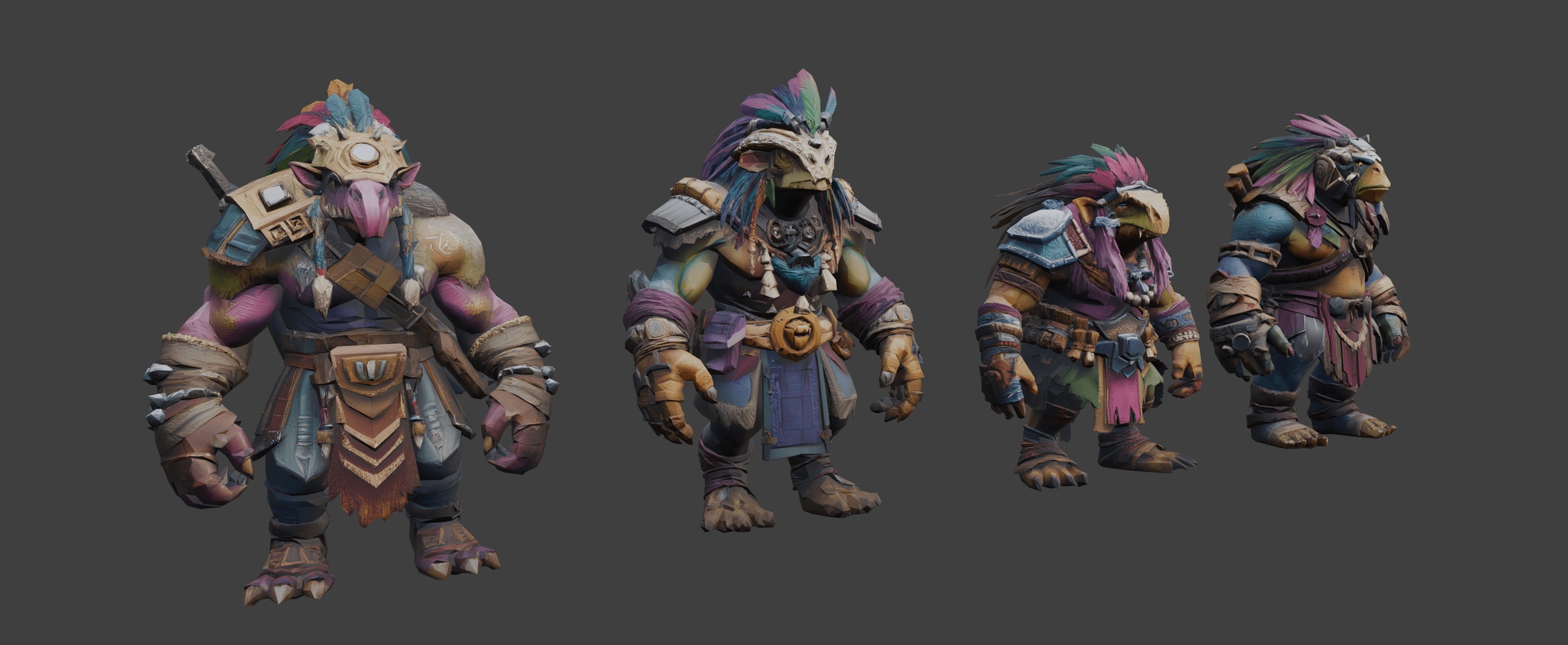 Media 1 for listing Fantasy Jungle Beast Warriors 🦴(LowPoly)