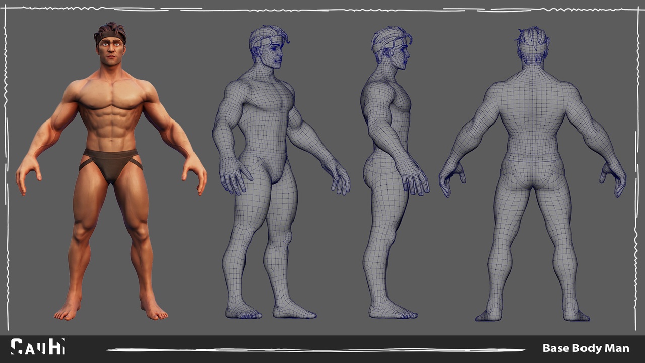 Media 1 for listing FREE Stylized Basemesh Male Game Model Free low-poly 3D model