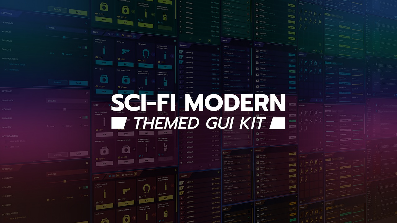 商品 Scifi / Modern flat themed GUI / UI kit - 6 themes + PSD, AI sources 的媒体 1