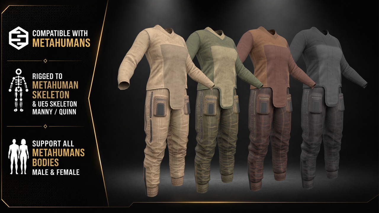 Media 1 for listing Casual Survival Outfit Pack for MetaHumans (UE5)