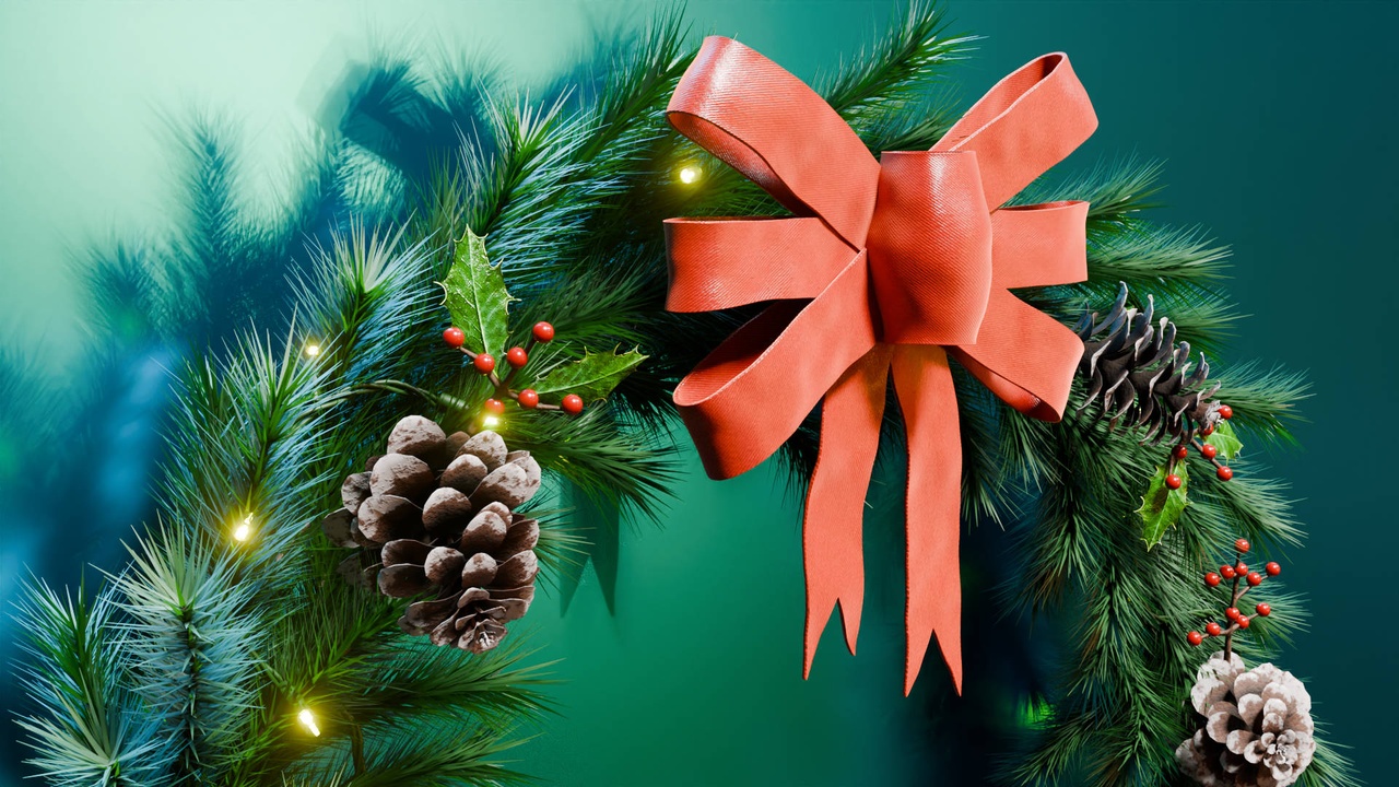 Mídia 1 do anúncio Christmas Garland 3D Green - Realistic PBR Model 4K Atlas 73cm