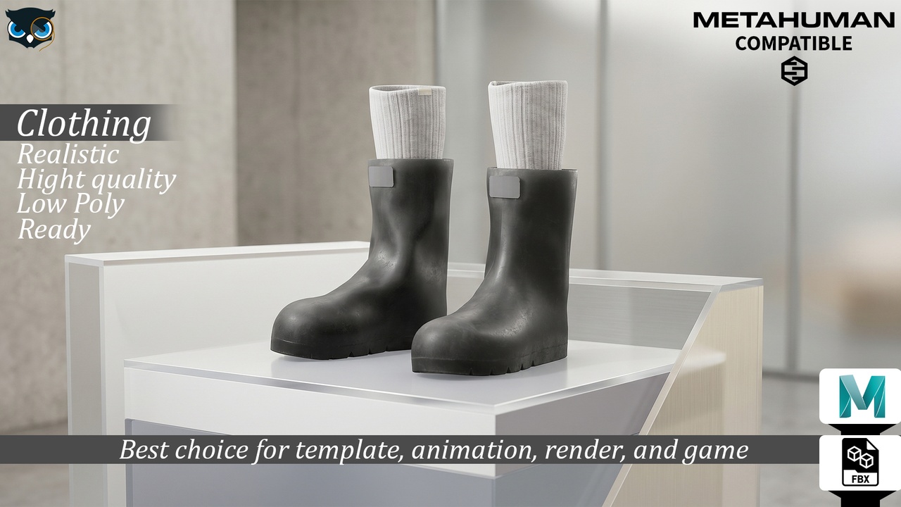 Media 1 for listing Industrial Brutalist Rubber Boots with Ribbed Knit Inserts