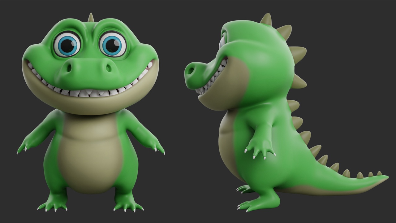 Media 1 for listing Crocodile Cartoon - Topology + UV Map