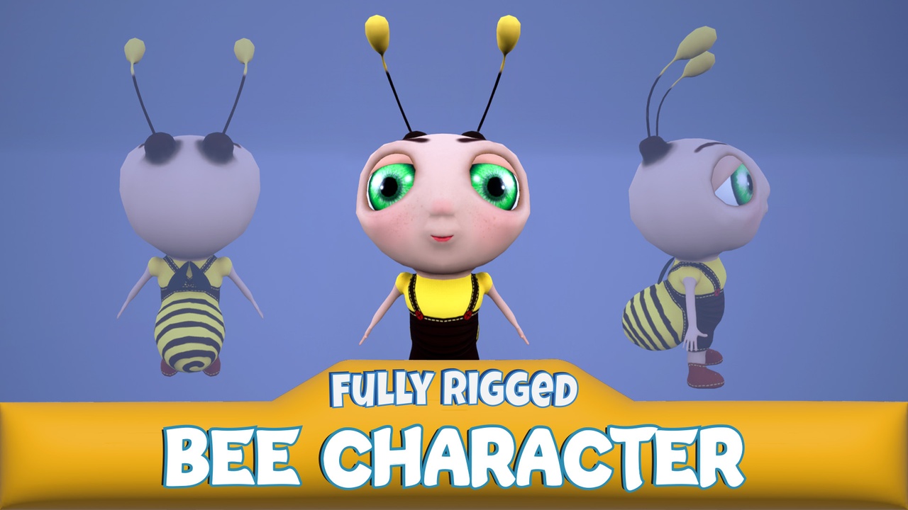 Media 1 for listing Stylized Bee Character Rigged Cartoon Style