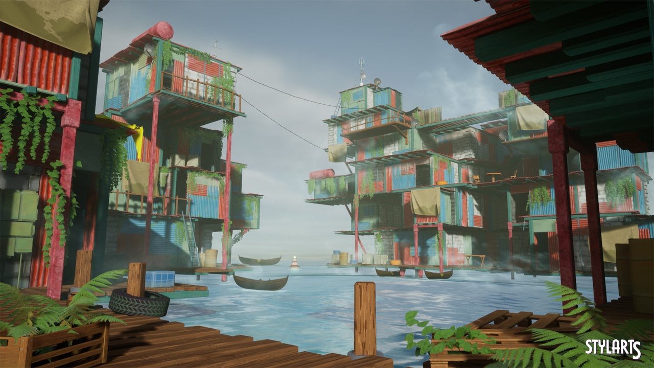 Media 1 for listing Stylized Floating Slums ( Stylized Floating Floating Abandoned City City 3D )