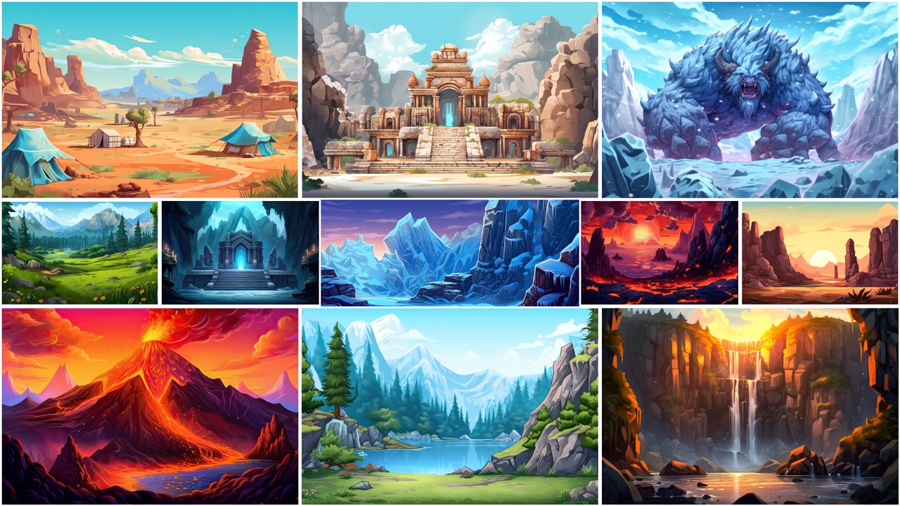 Media 1 for listing BACKGROUND - Stylized Mountain 1