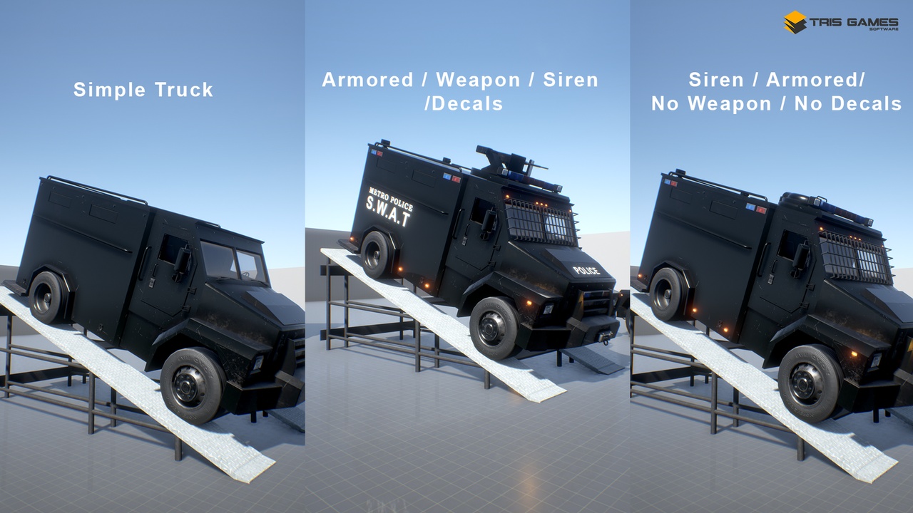 Modular Drivable / Interior / Weapon System / Siren System / S.W.A.T Vehicle 제품 등록을 위한 미디어 1개