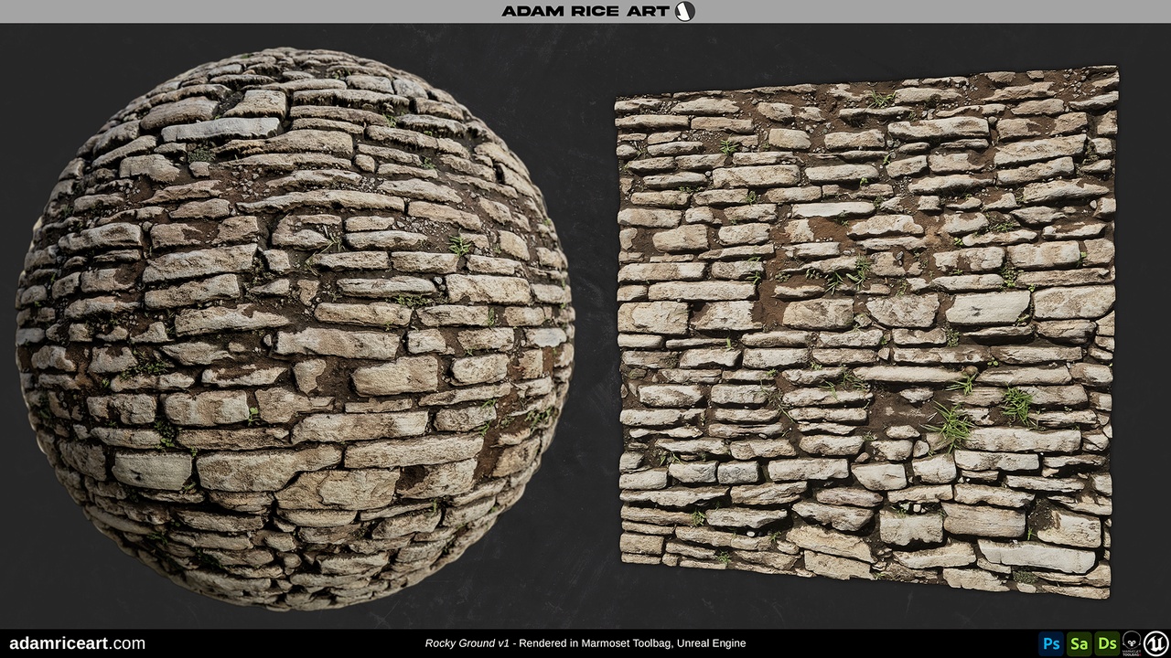 Media 1 for listing Photorealistic Rocky Ground Material – 4K PBR – UE5 (PhoneScan Method)