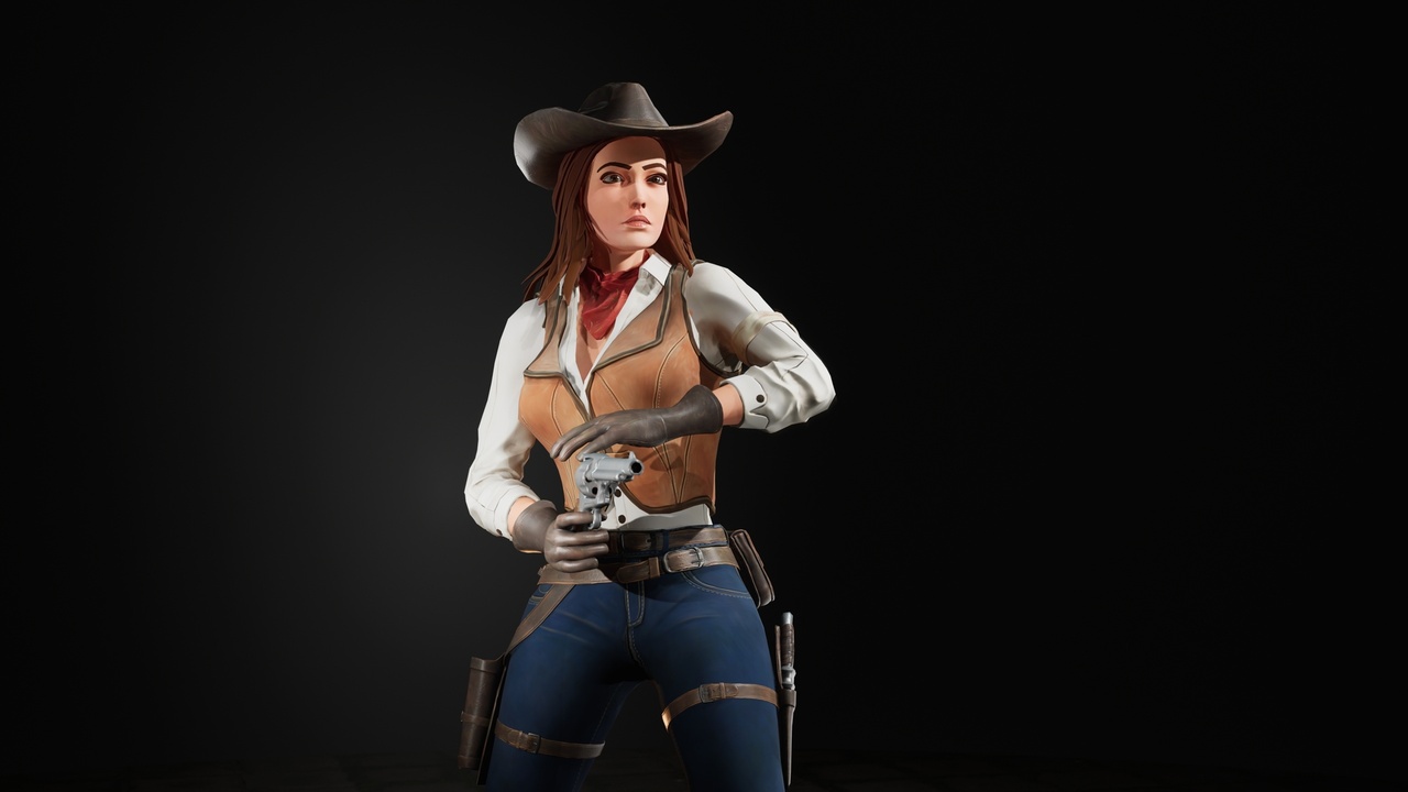 Medios 1 para el artículo Stylized Cowboy Girl Game-Ready Western Character with Animations for UE5