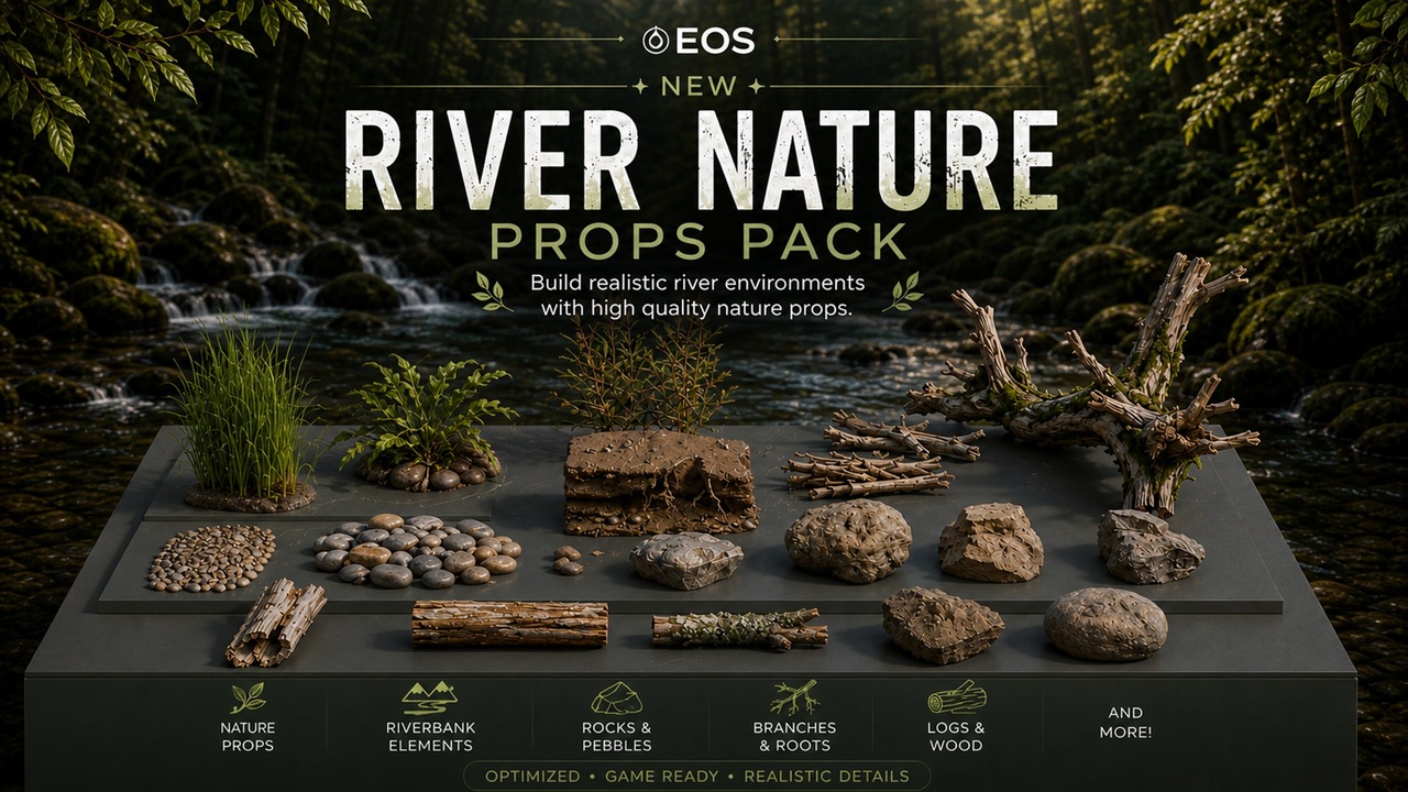 Media 1 for listing Wetland & River Props – 19 Game-Ready Meshes