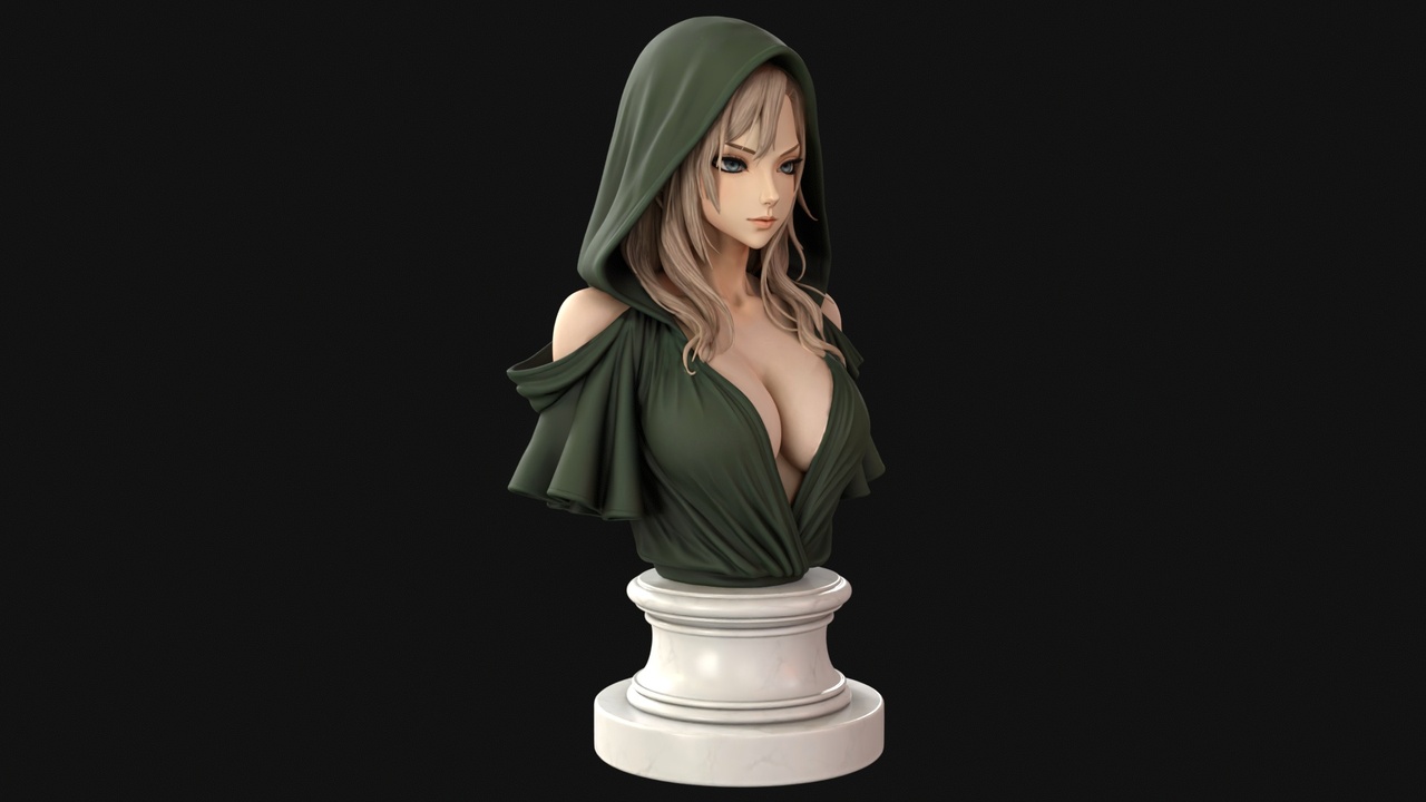 Media 1 for listing Hooded Fantasy Woman Bust 3D Print Ready