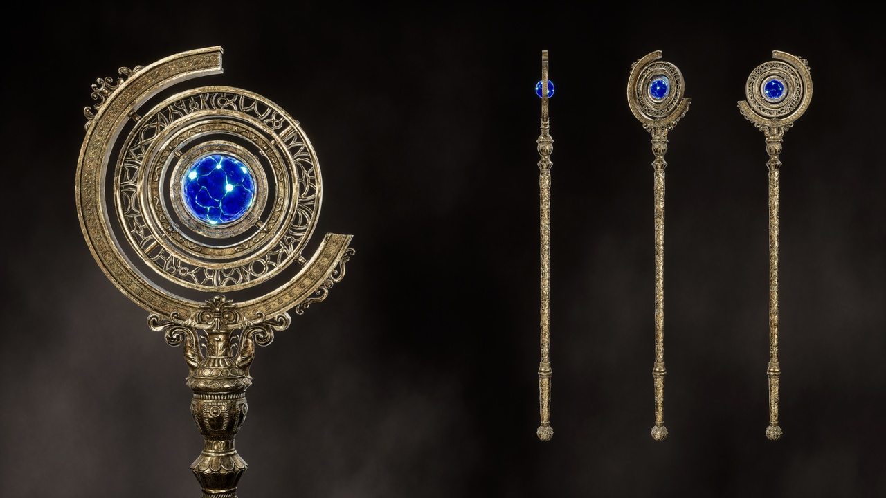 Media 1 for listing Royal Heart Staff - Dark Fantasy Magic staff
