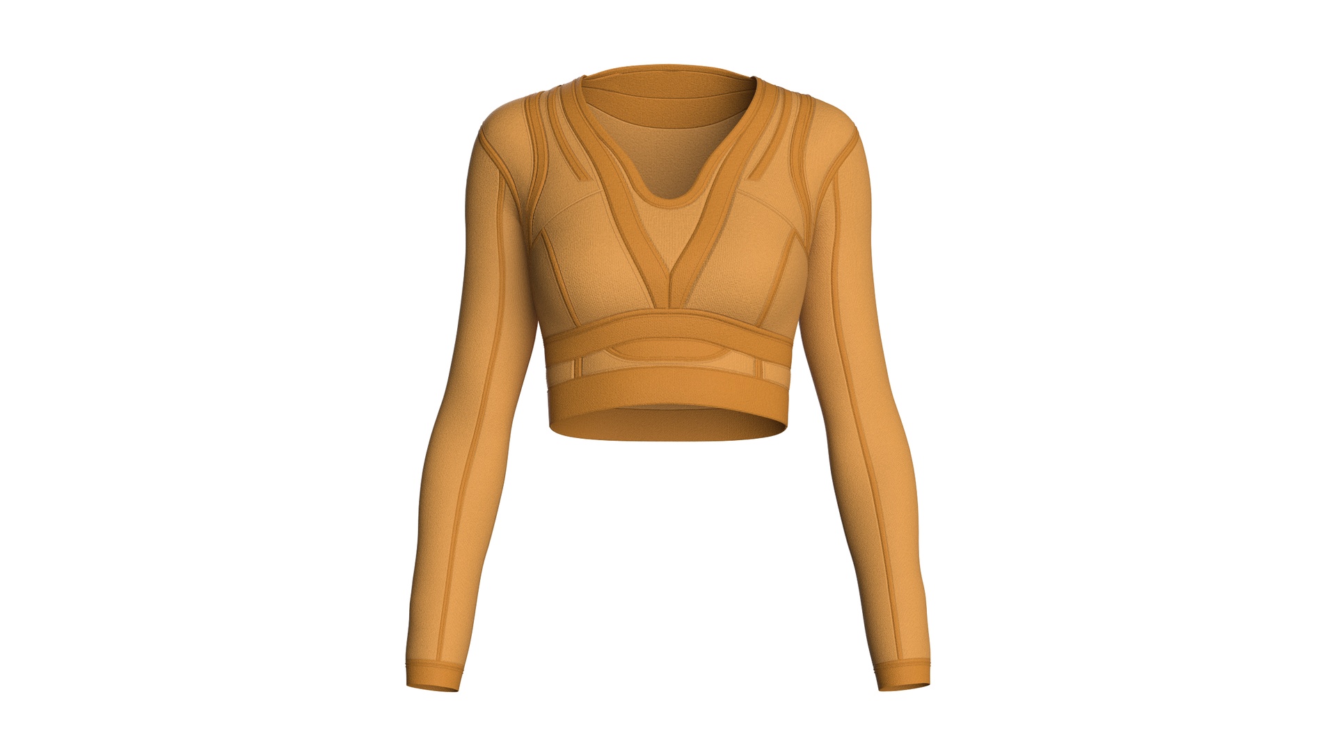 Media 1 for listing Girls Long Sleeve Ochre Yellow Crop Top | High Poly