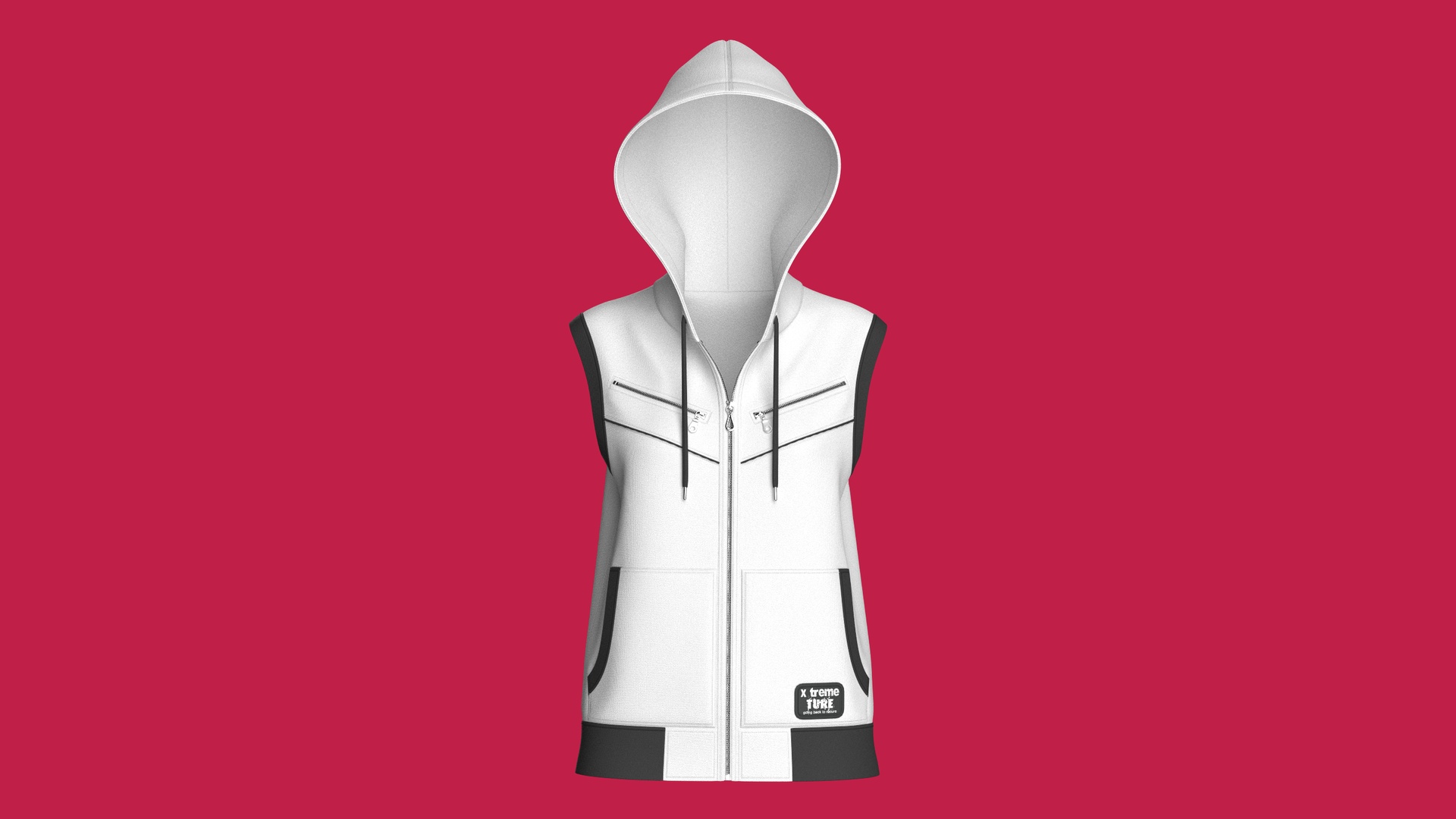 Media 1 for listing Girls Sleeveless Zip - Up Hoodie With Patch | High Poly