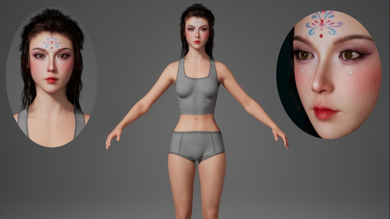 Media 1 for listing Editable MetaHuman female character - Qinghua.With hair, no clothing included.