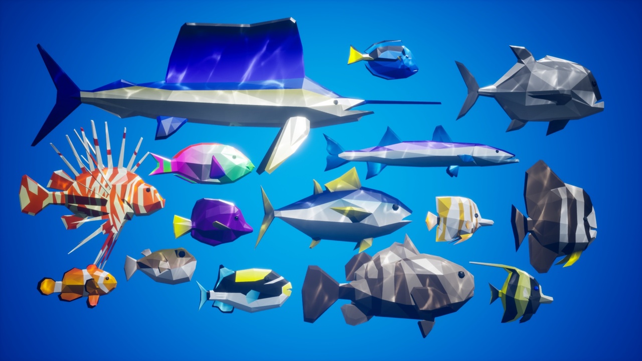 Poly Style Low Poly Fish for School System 제품 등록을 위한 미디어 1개
