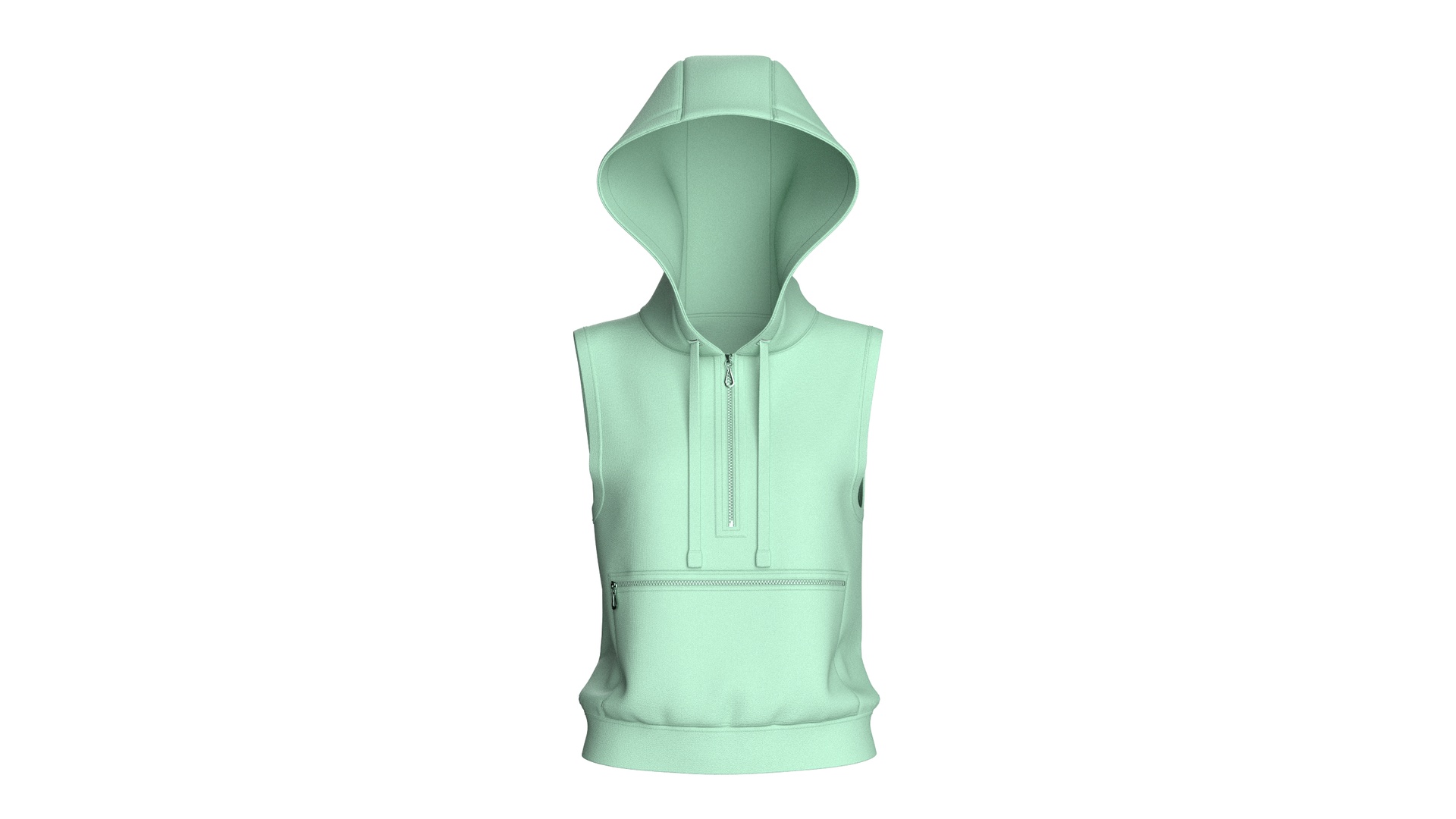 Media 1 for listing Girls Half - Zip Sleeveless Hoodie | High Poly