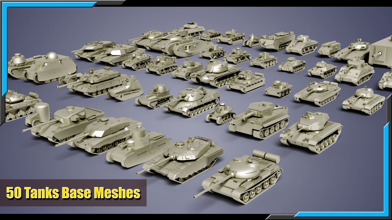 Media 1 for listing 50 Tanks Base Mesh Models