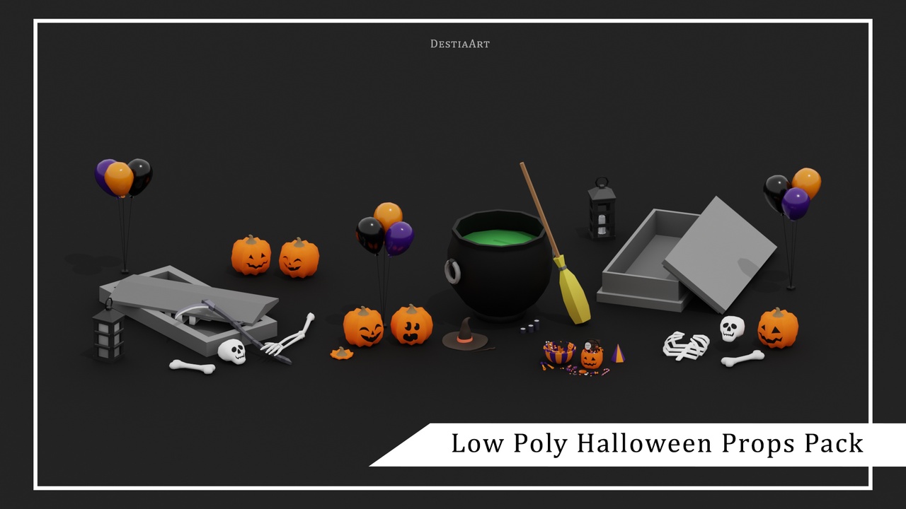Media 1 for listing Low Poly Halloween Props Pack