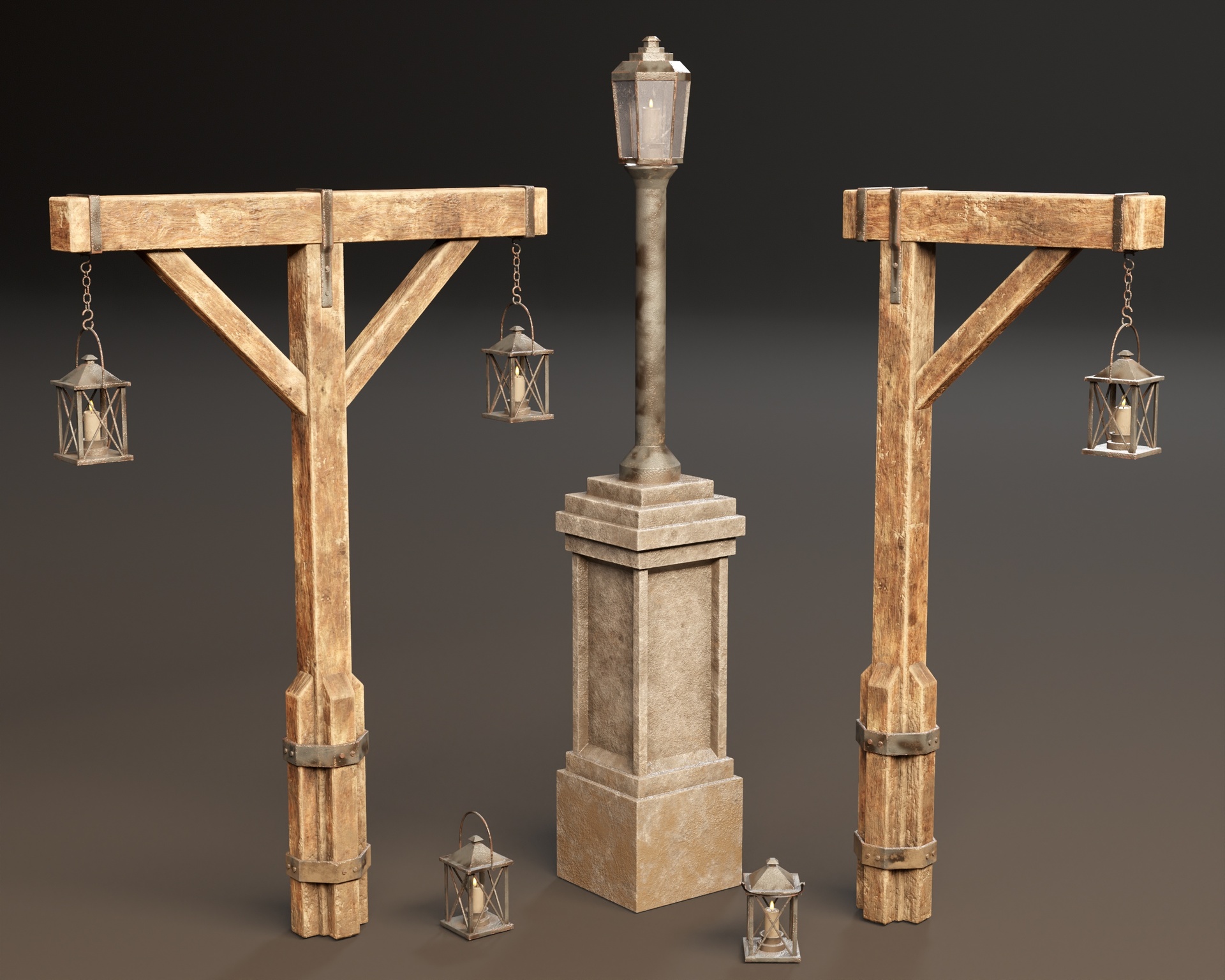 Media 1 for listing Medieval Outdoor Lanterns Set