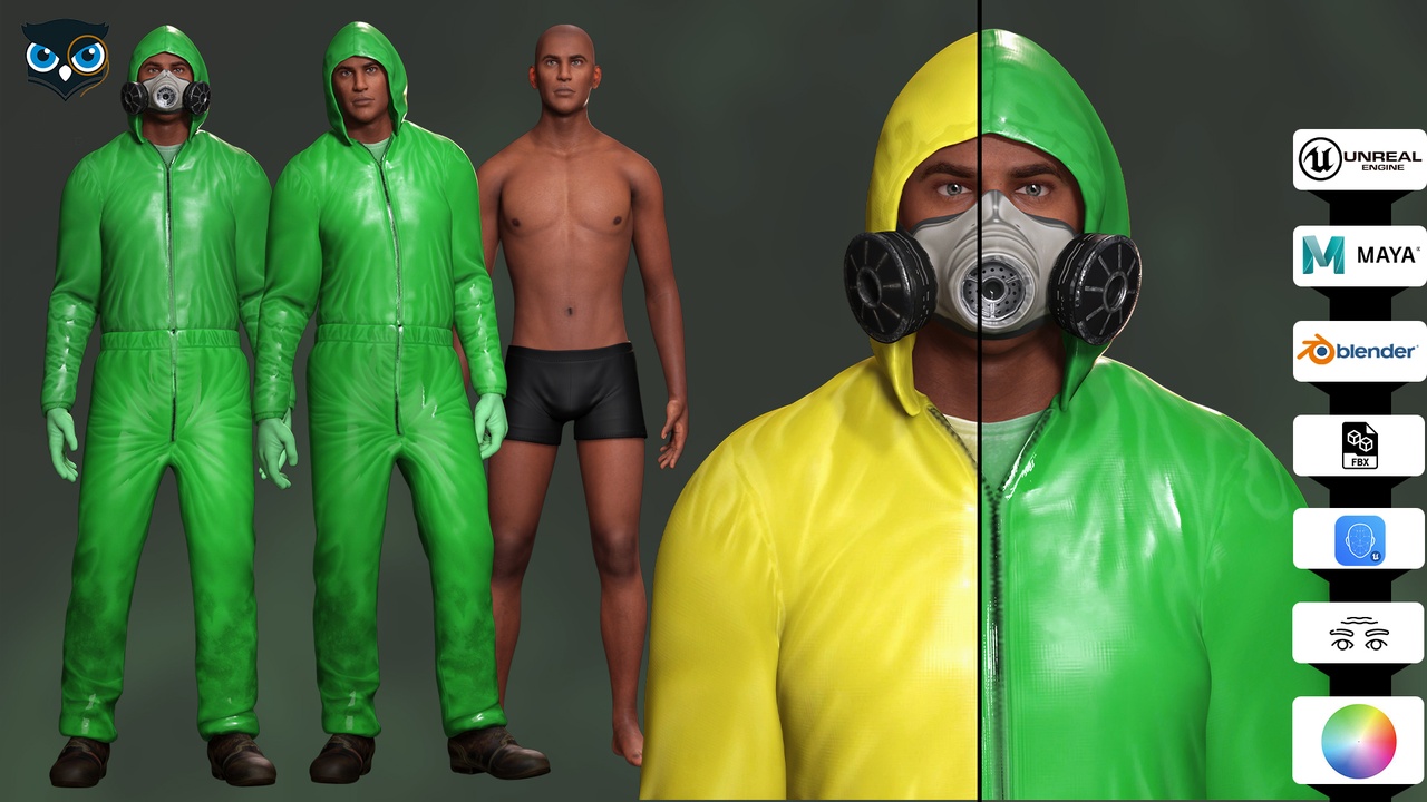 Media 1 for listing Realistic Containment Suit High-Quality 3D Character