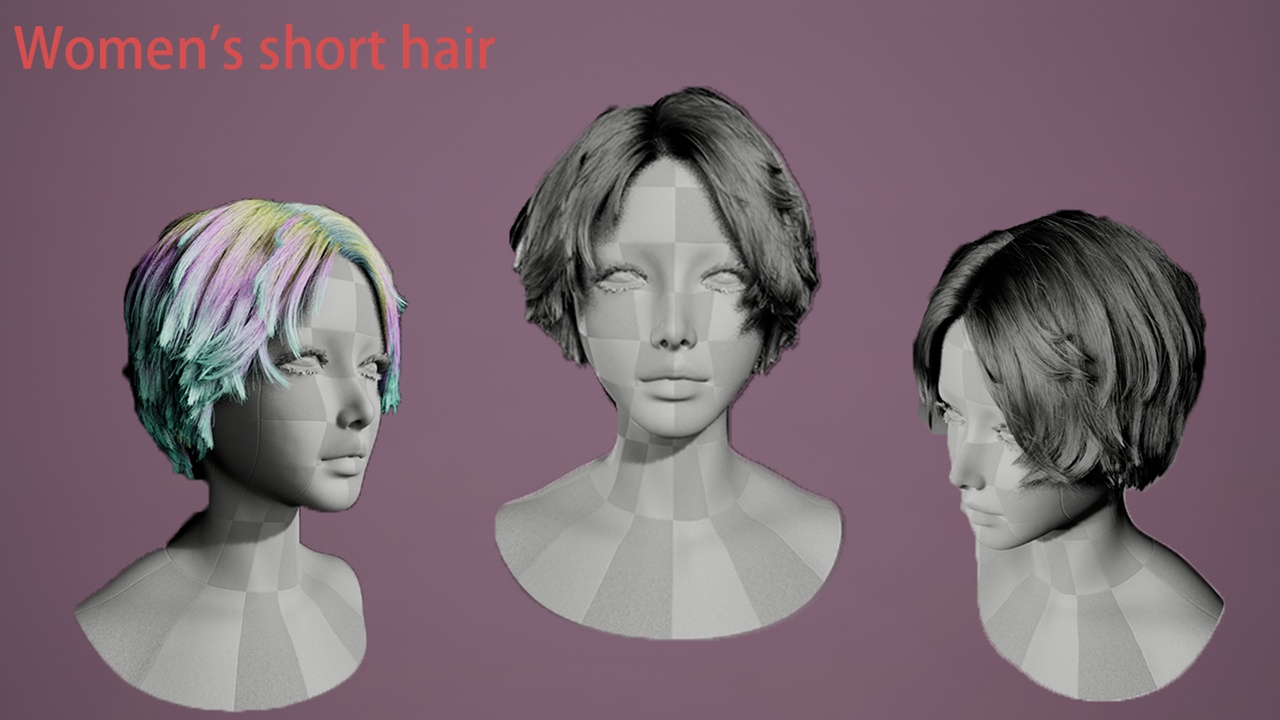 Media 1 for listing Women's short hair.A very cool short hairstyle for girls.Applicable to Unreal.