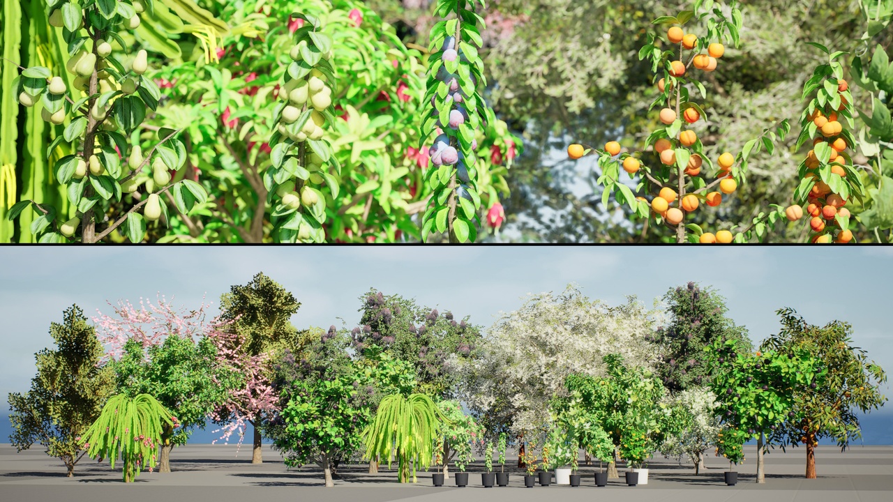 Low Poly Fruit Tree Pack 01 | Fab