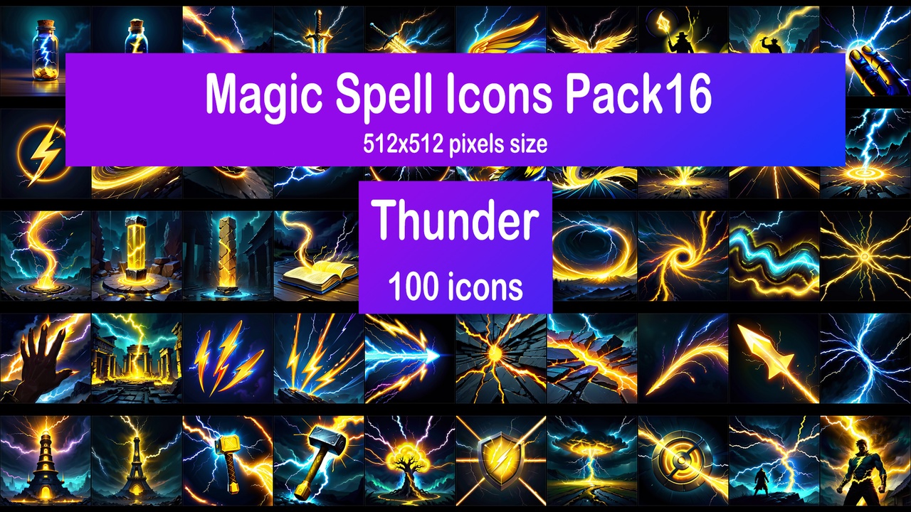 Media 1 for listing Magic Spell Icons Pack16 - Thunder