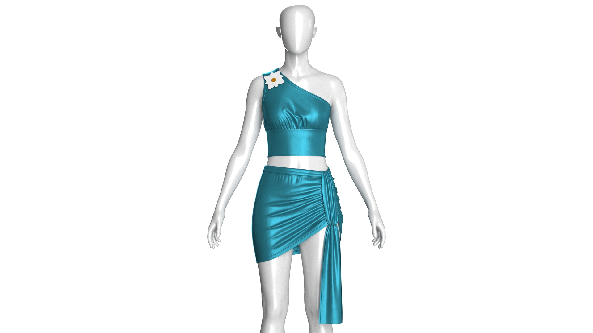 Media 1 for listing Girls Silk Crop Top and Mini Skirt - Outfit | High Poly