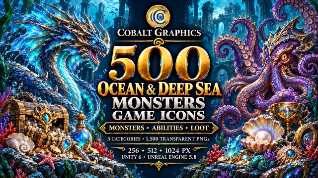 Ocean & Deep Sea Monsters Game Icons | 500 | Monsters, Abilities & RPG Loot — Cobalt Game Assets
