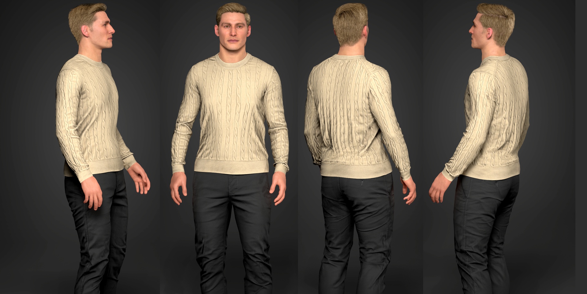 Media 1 for listing MetaHuman Sweater | Cable-Knit │ 7 Colors │ 4K PBR │ Rigged